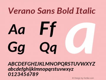 Verano Sans Bold Italic Version 3.001;June 28, 2019;FontCreator 11.5.0.2425 64-bit; ttfautohint (v1.8.3)图片样张