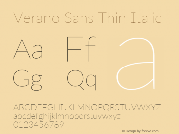 Verano Sans Thin Italic Version 3.001;June 28, 2019;FontCreator 11.5.0.2425 64-bit; ttfautohint (v1.8.3)图片样张