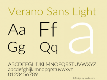 Verano Sans Light Version 3.001;June 28, 2019;FontCreator 11.5.0.2425 64-bit; ttfautohint (v1.8.3)图片样张