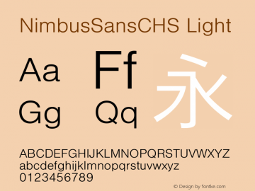 NimbusSansCHS Light Version 8.00 Font Sample