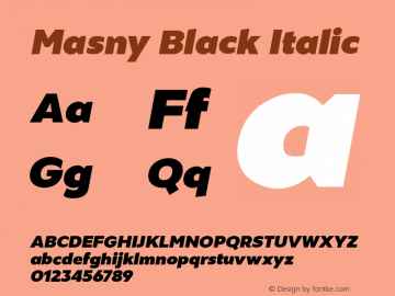 MasnyBlackItalic Version 1.000;YWFTv17 Font Sample