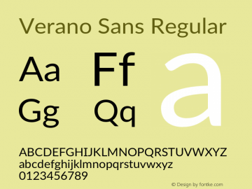 VeranoSans Version 3.001;June 28, 2019;FontCreator 11.5.0.2425 64-bit; ttfautohint (v1.8.3) Font Sample