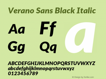 VeranoSans-BlackItalic Version 3.001;June 30, 2019;FontCreator 11.5.0.2425 64-bit图片样张
