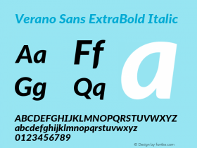 VeranoSans-ExtraBoldItalic Version 3.001;June 30, 2019;FontCreator 11.5.0.2425 64-bit图片样张