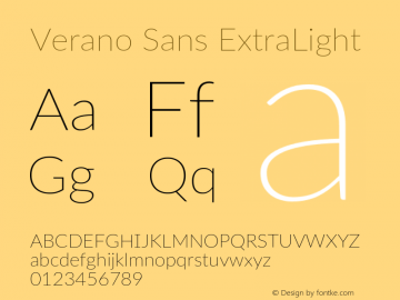 VeranoSans-ExtraLight Version 3.001;June 30, 2019;FontCreator 11.5.0.2425 64-bit Font Sample