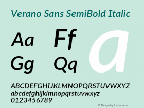 VeranoSans-SemiBoldItalic Version 3.001;June 30, 2019;FontCreator 11.5.0.2425 64-bit图片样张