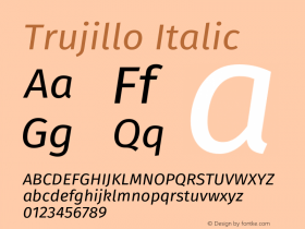 Trujillo-Italic Version 4.301;May 18, 2019;FontCreator 11.5.0.2425 64-bit图片样张