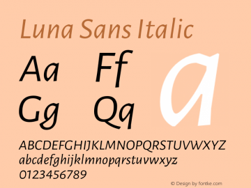 LunaSans-Italic Version 2.001; ttfautohint (v1.5)图片样张