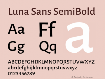 LunaSans-SemiBold Version 2.001; ttfautohint (v1.5) Font Sample