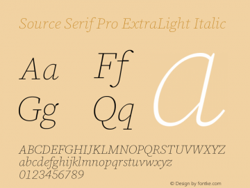 Source Serif Pro ExtraLight Italic Version 3.000;hotconv 1.0.109;makeotfexe 2.5.65596图片样张