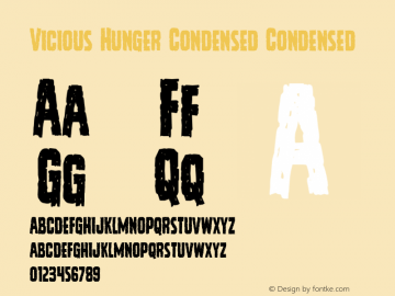 Vicious Hunger Condensed Version 1.0; 2014 Font Sample