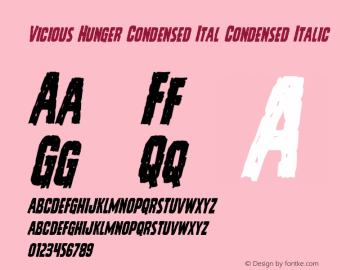 Vicious Hunger Condensed Ital Version 1.0; 2014 Font Sample