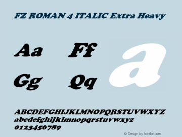 FZ ROMAN 4 ITALIC Extra Heavy 1.0 Wed Apr 27 14:54:46 1994图片样张