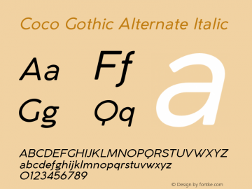CocoGothicAlt-Italic Version 3.001 Font Sample