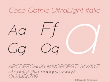 CocoGothic-UltraLightItalic Version 2.001 Font Sample