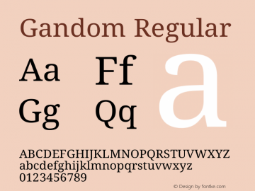 Gandom Version 0.7 Font Sample