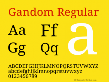 Gandom Version 0.8 Font Sample