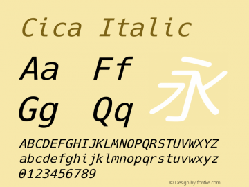 Cica-RegularItalic Version 5.0.1 Font Sample