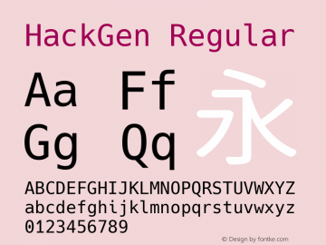 HackGen Regular Version 1.1.0 ; ttfautohint (v1.8.3) -l 6 -r 45 -G 200 -x 14 -D latn -f none -m 