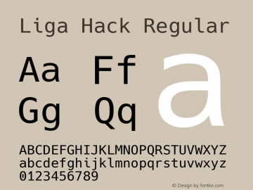 Liga Hack Regular Version 3.003;[3114f1256]-release; ttfautohint (v1.7) -l 6 -r 50 -G 200 -x 10 -H 181 -D latn -f latn -m 
