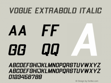 Vogue ExtraBold Italic Version 1.000图片样张