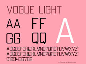 Vogue Light Version 1.000;PS 001.000;hotconv 1.0.88;makeotf.lib2.5.64775 Font Sample