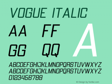 Vogue Italic Version 1.000 Font Sample