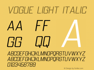 Vogue Light Italic Version 1.000图片样张