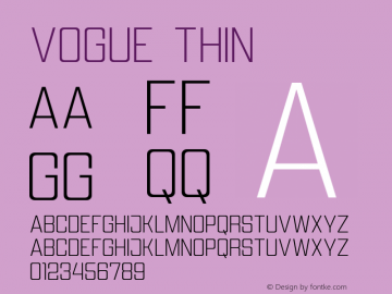 Vogue Thin Version 1.000 Font Sample