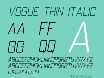 Vogue Thin Italic Version 1.000图片样张