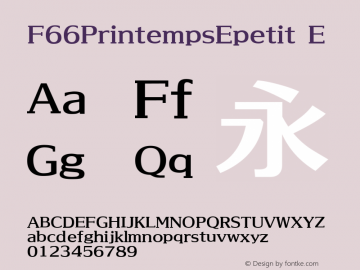F66PrintempsEpetit Version 1.01 Font Sample