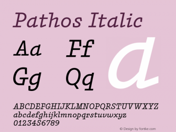 Pathos-Italic Version 1.000;PS 001.000;hotconv 1.0.88;makeotf.lib2.5.64775图片样张