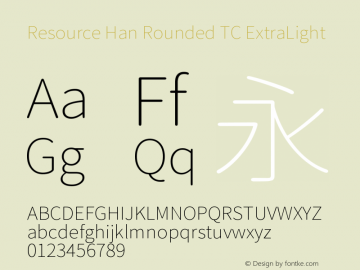 Resource Han Rounded TC ExtraLight 0.990图片样张