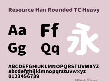 Resource Han Rounded TC Heavy 0.990 Font Sample