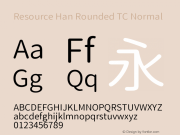 Resource Han Rounded TC Normal 0.990 Font Sample