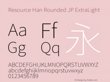 Resource Han Rounded JP ExtraLight 0.990 Font Sample