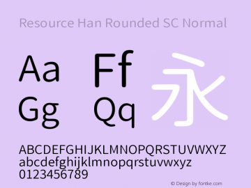 Resource Han Rounded SC Normal 0.990 Font Sample