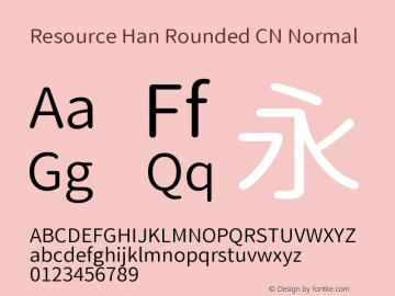 Resource Han Rounded CN Normal 0.990 Font Sample