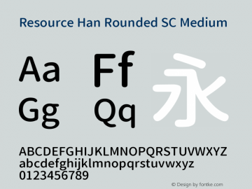 Resource Han Rounded SC Medium 0.990 Font Sample