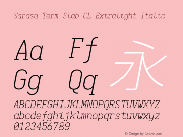 Sarasa Term Slab CL Extralight Italic 图片样张