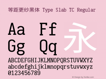 等距更纱黑体 Type Slab TC Regular 图片样张