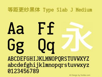 等距更纱黑体 Type Slab J Medium 图片样张