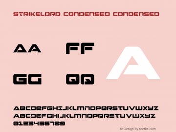 Strikelord Condensed Version 3.0; 2017 Font Sample
