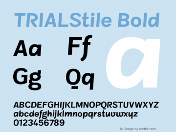 TRIALStile-Bold Version 1.000 Font Sample
