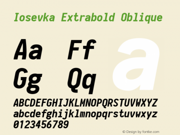 Iosevka Extrabold Oblique 2.2.1 Font Sample
