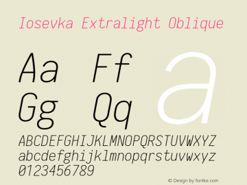 Iosevka Extralight Oblique 2.2.1 Font Sample