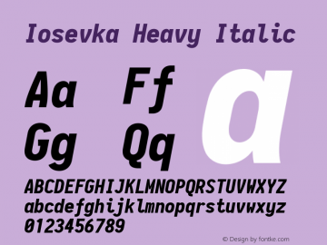 Iosevka Heavy Italic 2.2.1 Font Sample