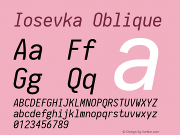 Iosevka Oblique 2.2.1 Font Sample