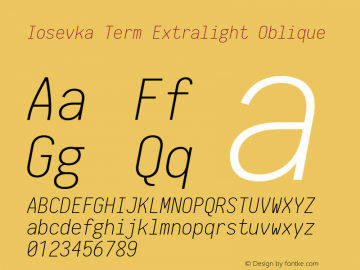 Iosevka Term Extralight Oblique 2.2.1图片样张