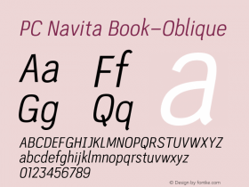 PC Navita Book-Oblique Version 1.001;PS 001.001;hotconv 1.0.88;makeotf.lib2.5.64775图片样张